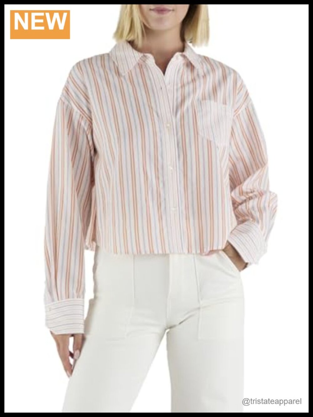 Ramy Brook Womens Marnie Collared Neck Pinstripe Button Down Shirt Blouse